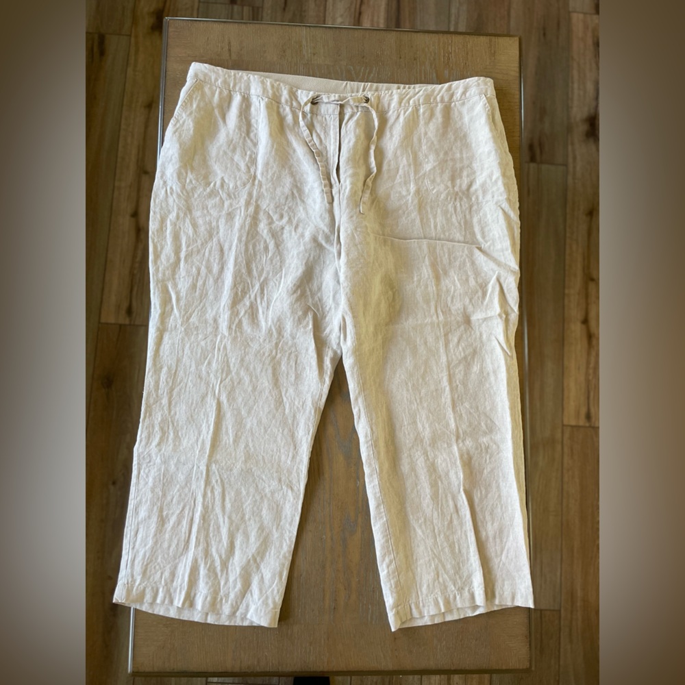 Charter Club Women’s Classic Fit Linen Pant. Size 24W Khaki/Natural Color